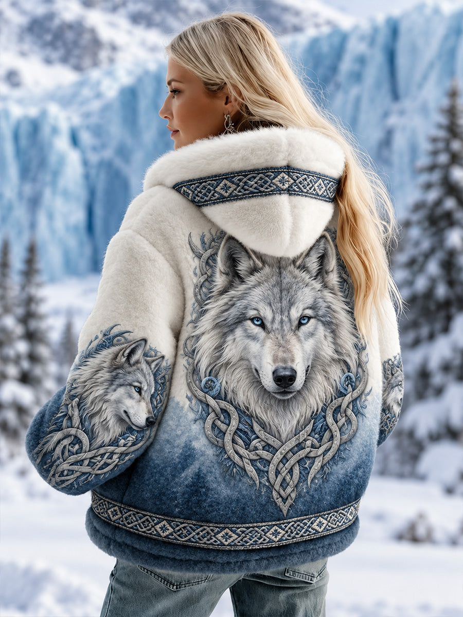 Kvinders Vintage NordicViking / Skandinavisk stil kunst-Print Casual Flannel hyggelig jakken