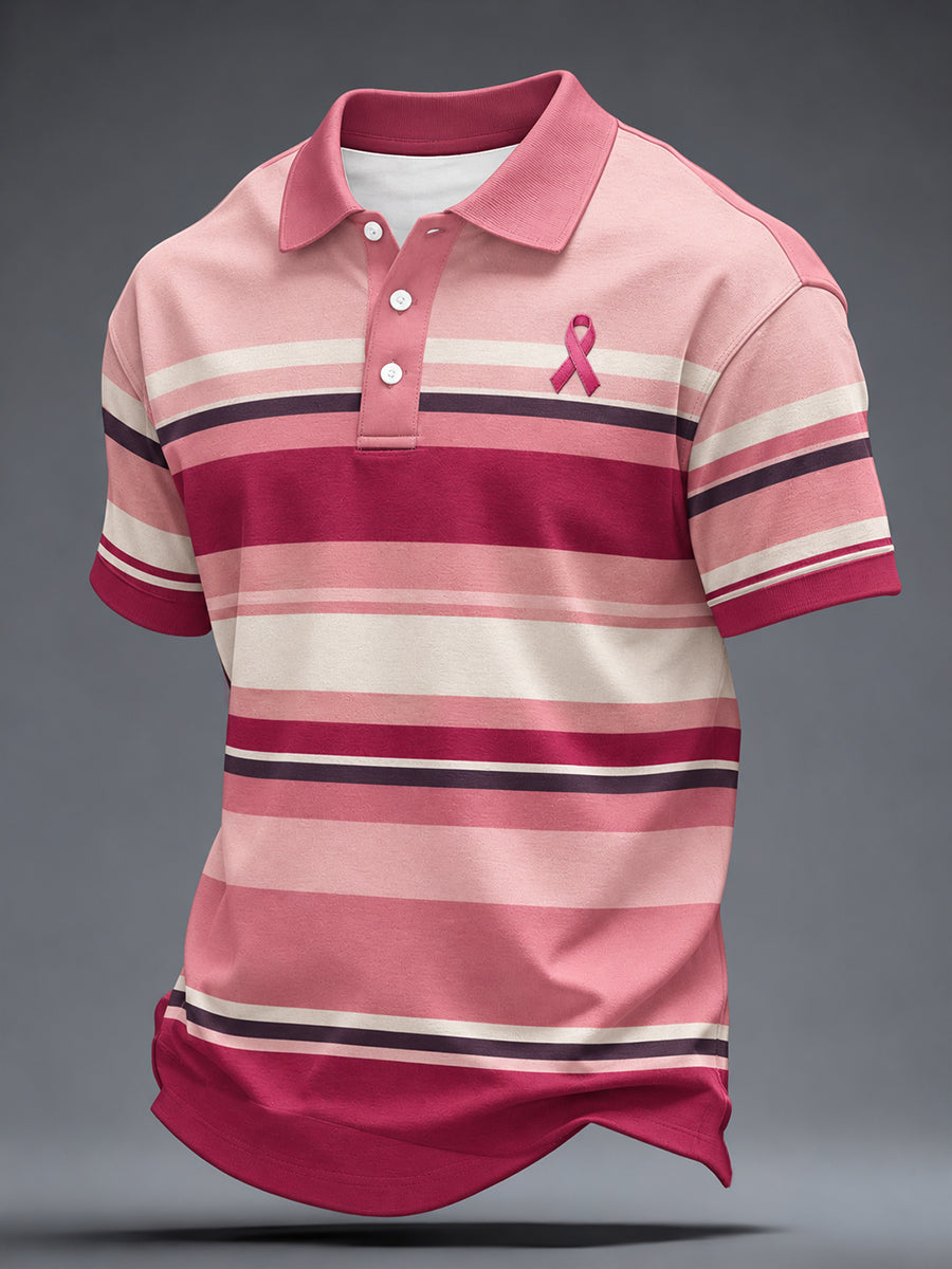 Mænds Kræftbevidstheds T-shirt: Ægte Mænd Bærer Pink