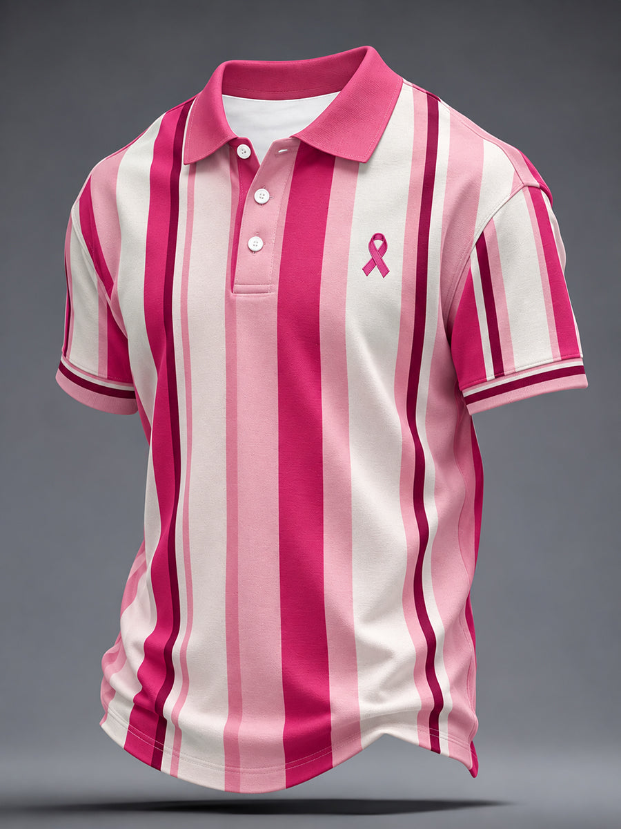 Mænds Kræftbevidstheds T-shirt: Ægte Mænd Bærer Pink