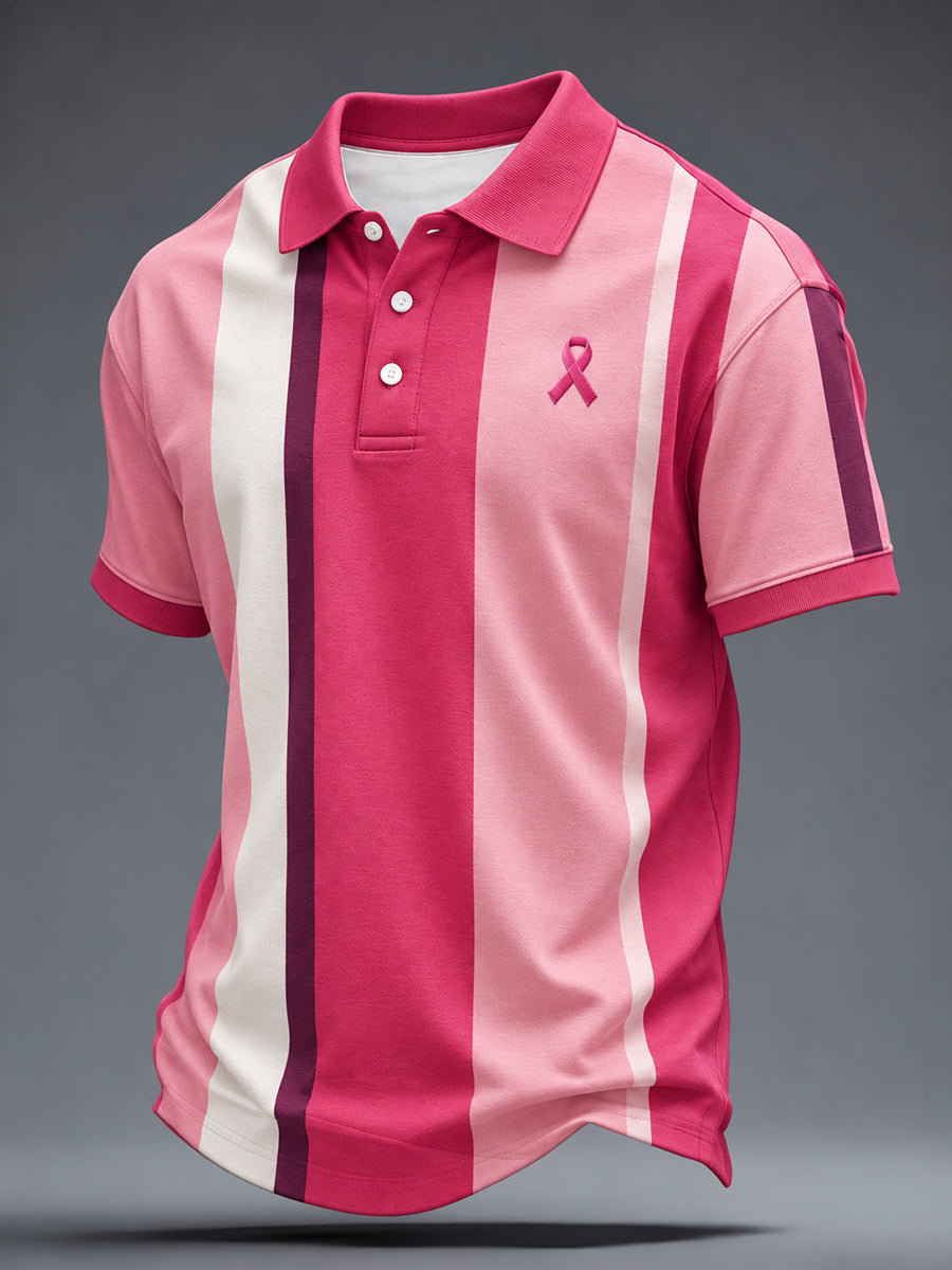 Mænds Kræftbevidstheds T-shirt: Ægte Mænd Bærer Pink