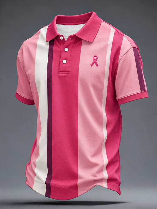 Mænds Kræftbevidstheds T-shirt: Ægte Mænd Bærer Pink