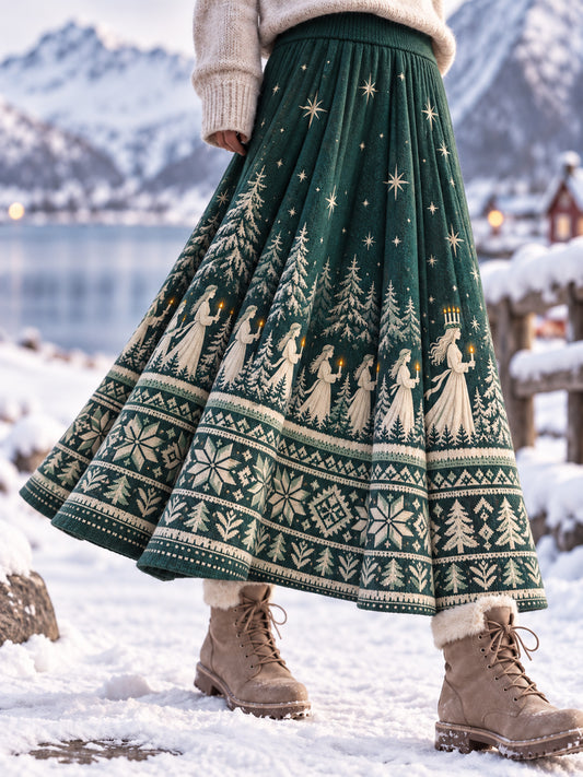 Damer Retro Luciadagsklassisk halvcirkelformad kjol