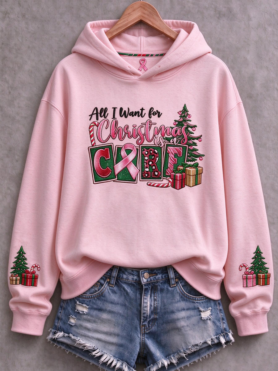 Kvinders jul brystkræft Print Regelmæssig Sweatshirt