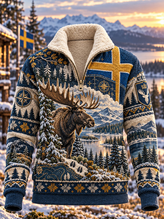 Mænds svenske jagt Fleece-Lined Stand-kollar sweatshirt