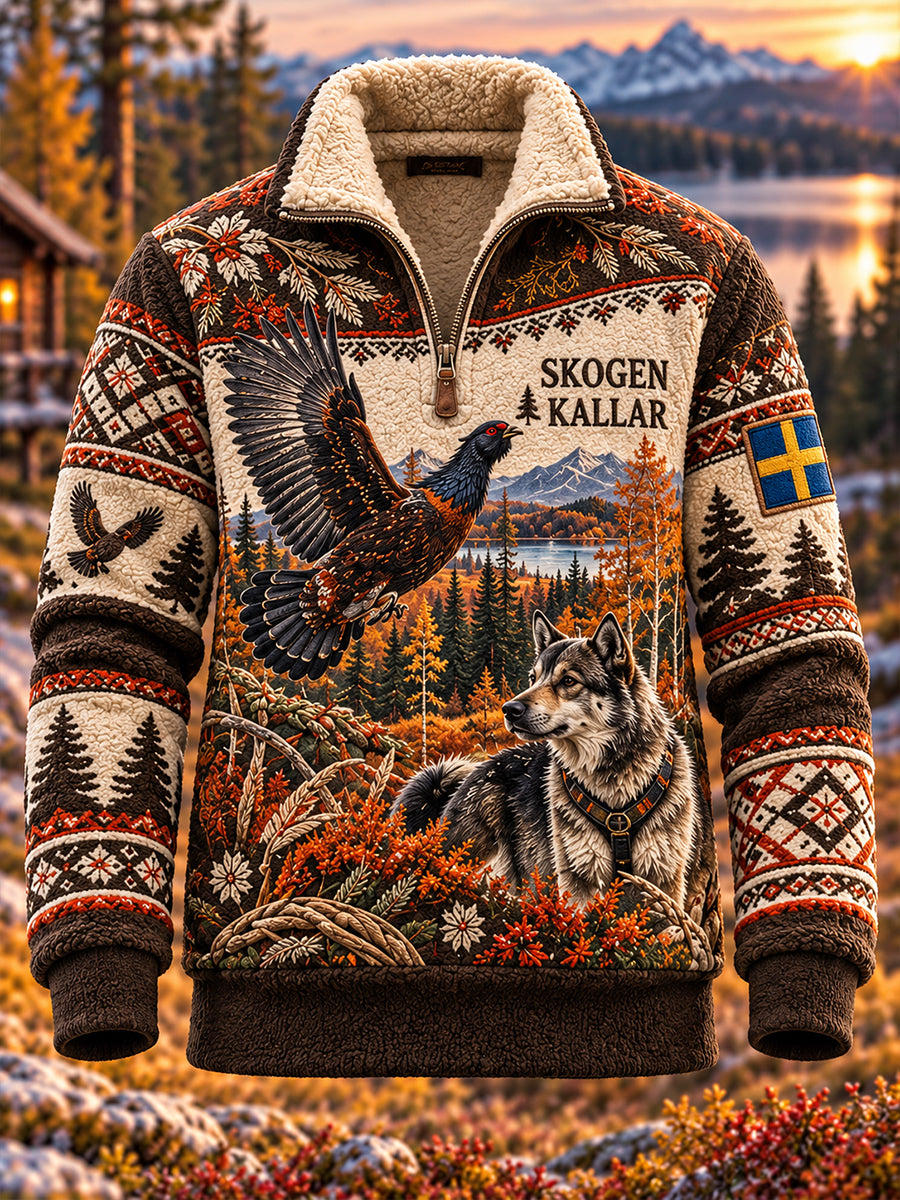 Svensk fleeceforet sweatshirt med opretstående krave til bukkenjagt for mænd