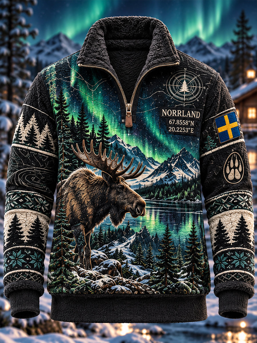 Svensk fleeceforet sweatshirt med opretstående krave til bukkenjagt for mænd