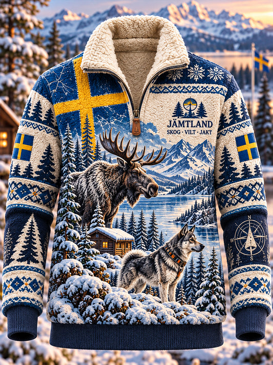 Svensk fleeceforet sweatshirt med opretstående krave til bukkenjagt for mænd