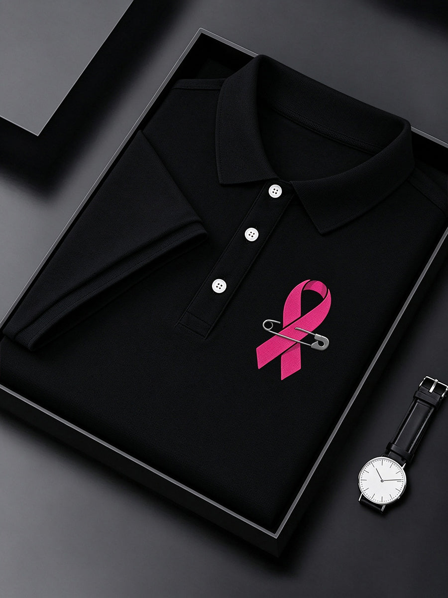 Mænds Kræftbevidstheds T-shirt: Ægte Mænd Bærer Pink
