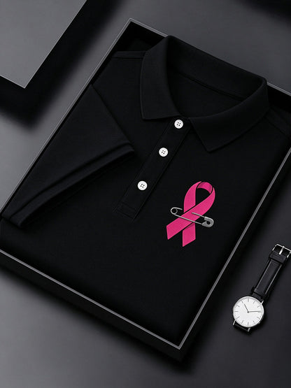 Mænds Kræftbevidstheds T-shirt: Ægte Mænd Bærer Pink