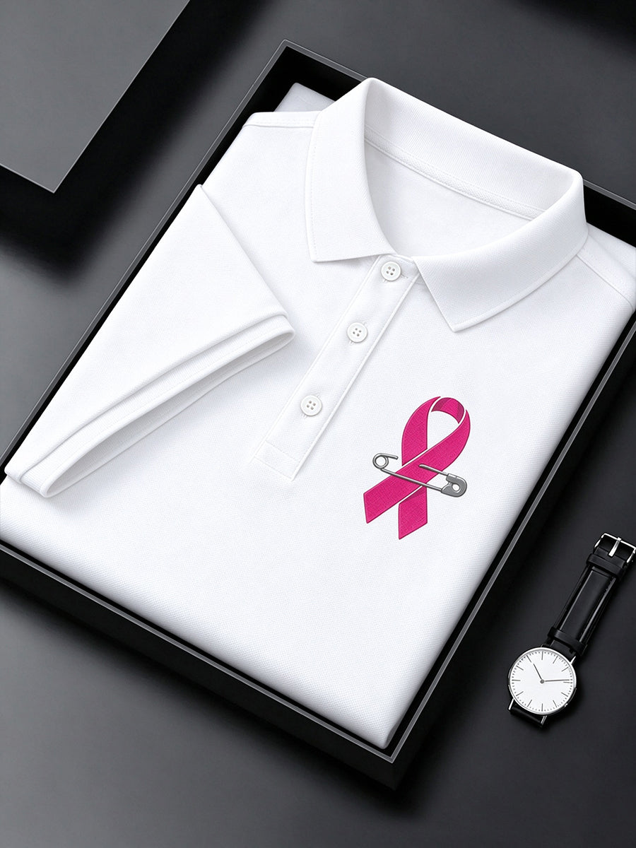 Mænds Kræftbevidstheds T-shirt: Ægte Mænd Bærer Pink