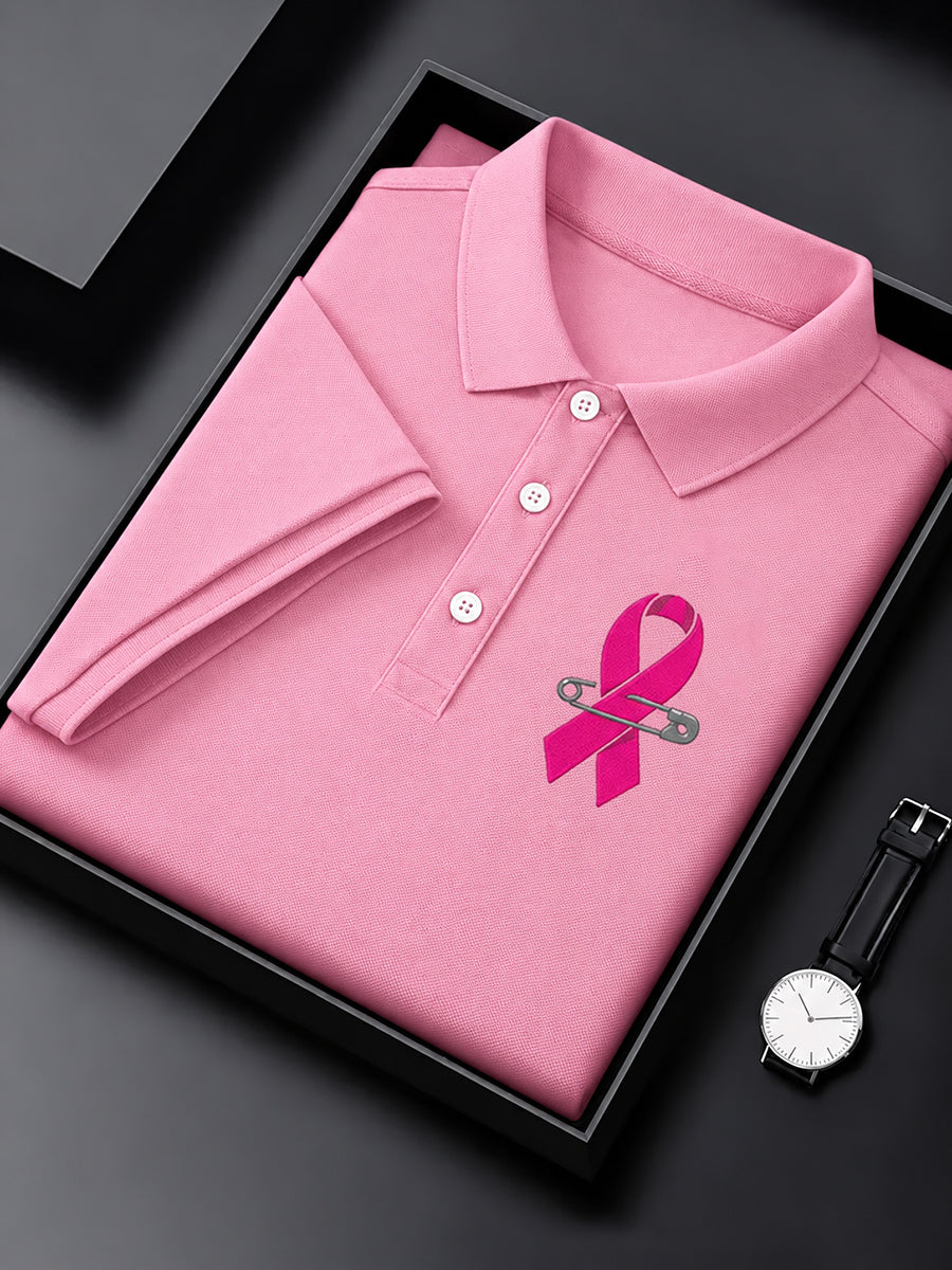 Mænds Kræftbevidstheds T-shirt: Ægte Mænd Bærer Pink