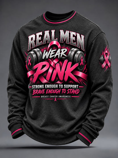 Mænds brystkræft bevidsthed Rigtige mænd bærer pink sweatshirt