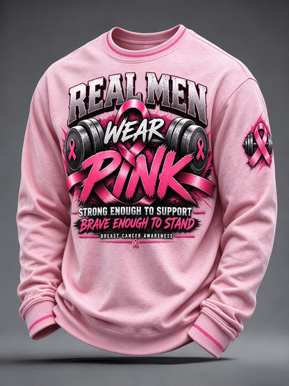 Mænds brystkræft bevidsthed Rigtige mænd bærer pink sweatshirt