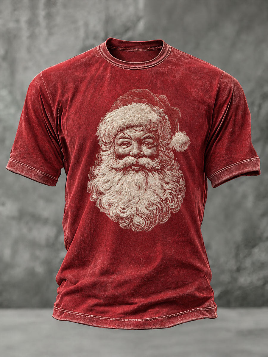 Mænds Vintage Santa Claus Christmas Print T-shirt