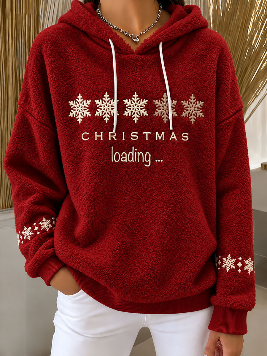 Kvinders Jul Indlæser Print Flannel Hoodie Flannel