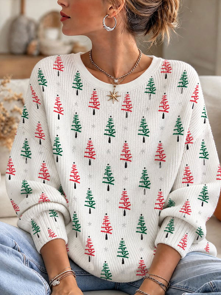 Kvinders ord juletræ besætning hals Sweater Sweer
