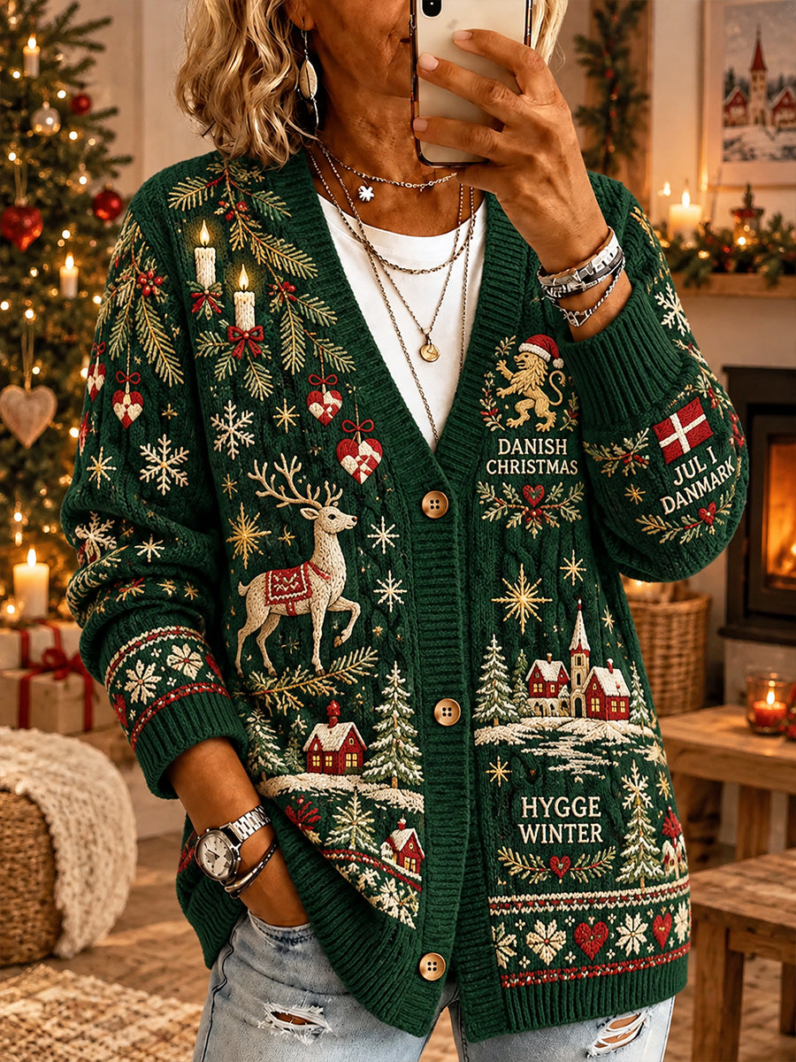 Kvinders jul-Print Knit Cardigan