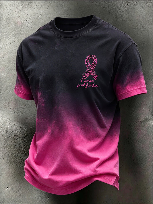 Mænds Jeg bærer pink for hendes mønster Kausale korte ærmer t-shirt