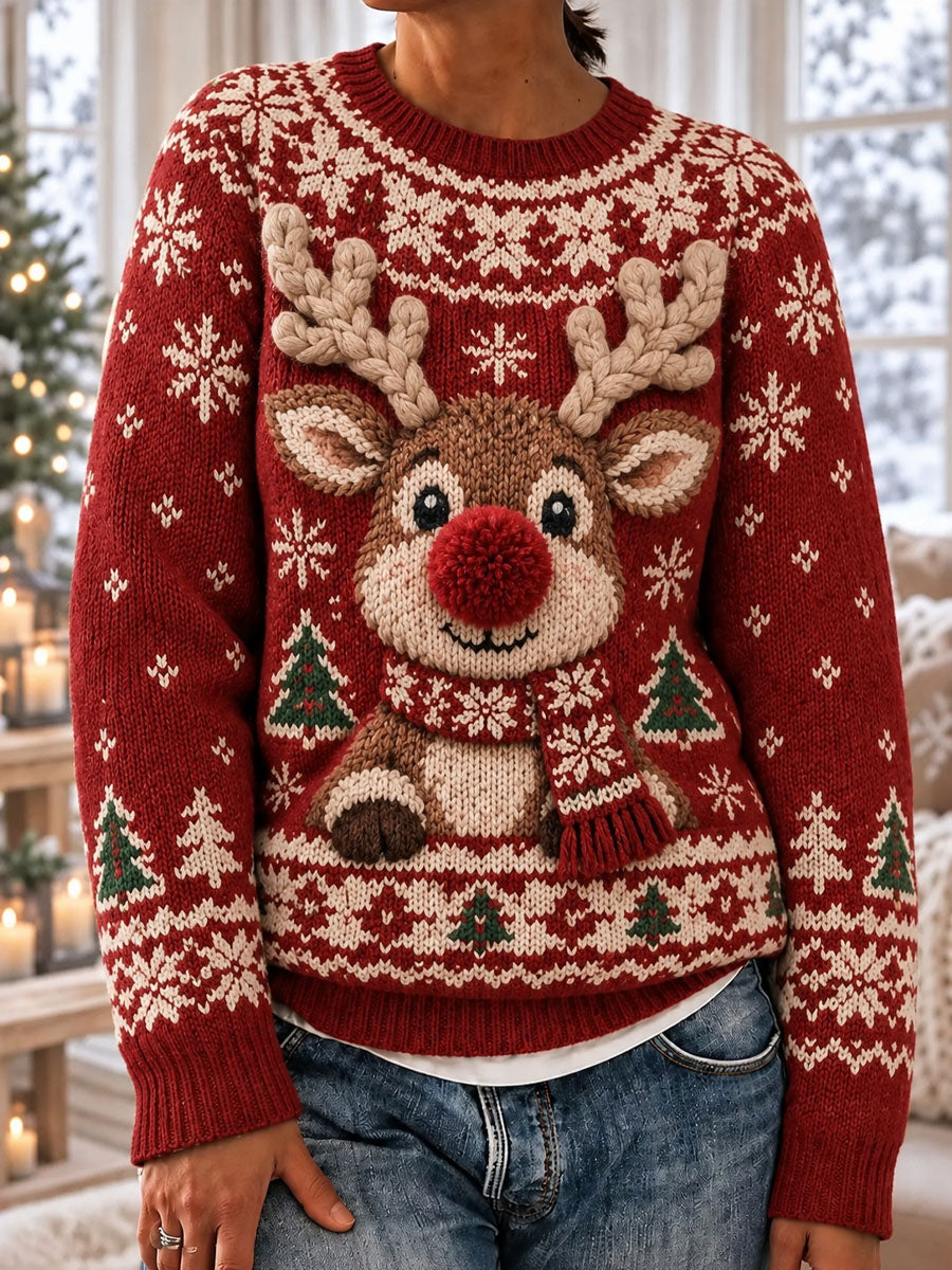 Kvinders jul rensdyr Print Casual Sweater Print