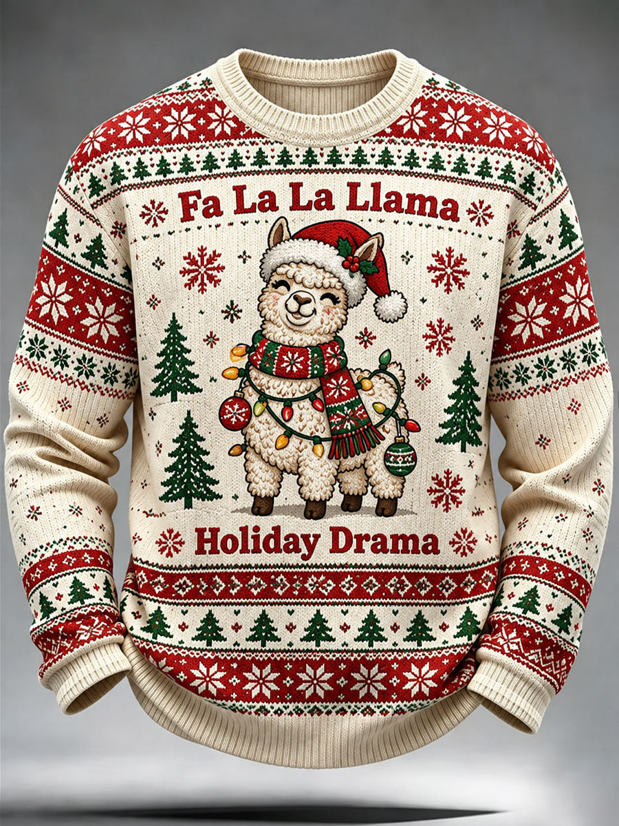 Mænds jul Alpaca Print Casual Sweatshirt