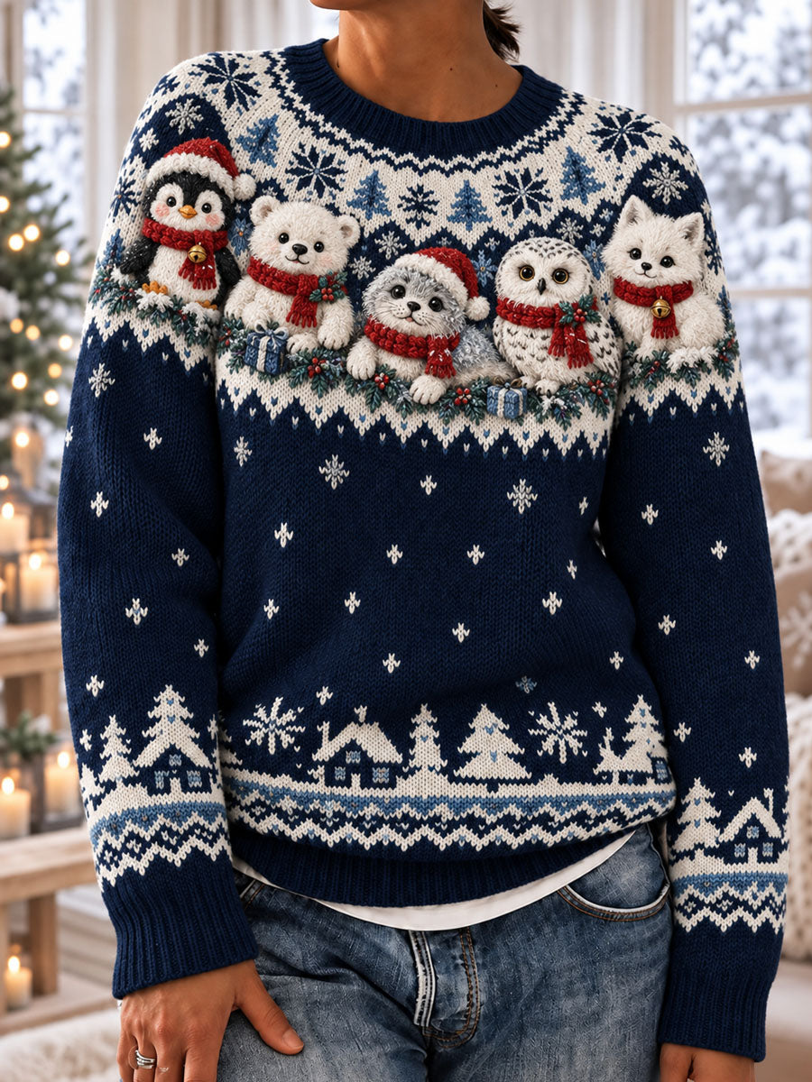 Kvinders jul Animal Print Casual Sweater Print