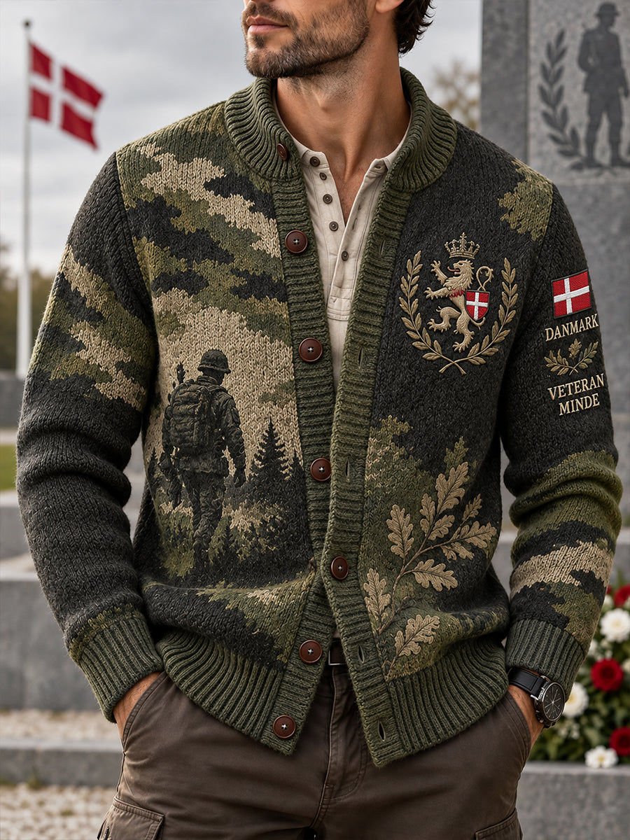 Mænds Veteran Memorial Grafisk Knit Cardigan
