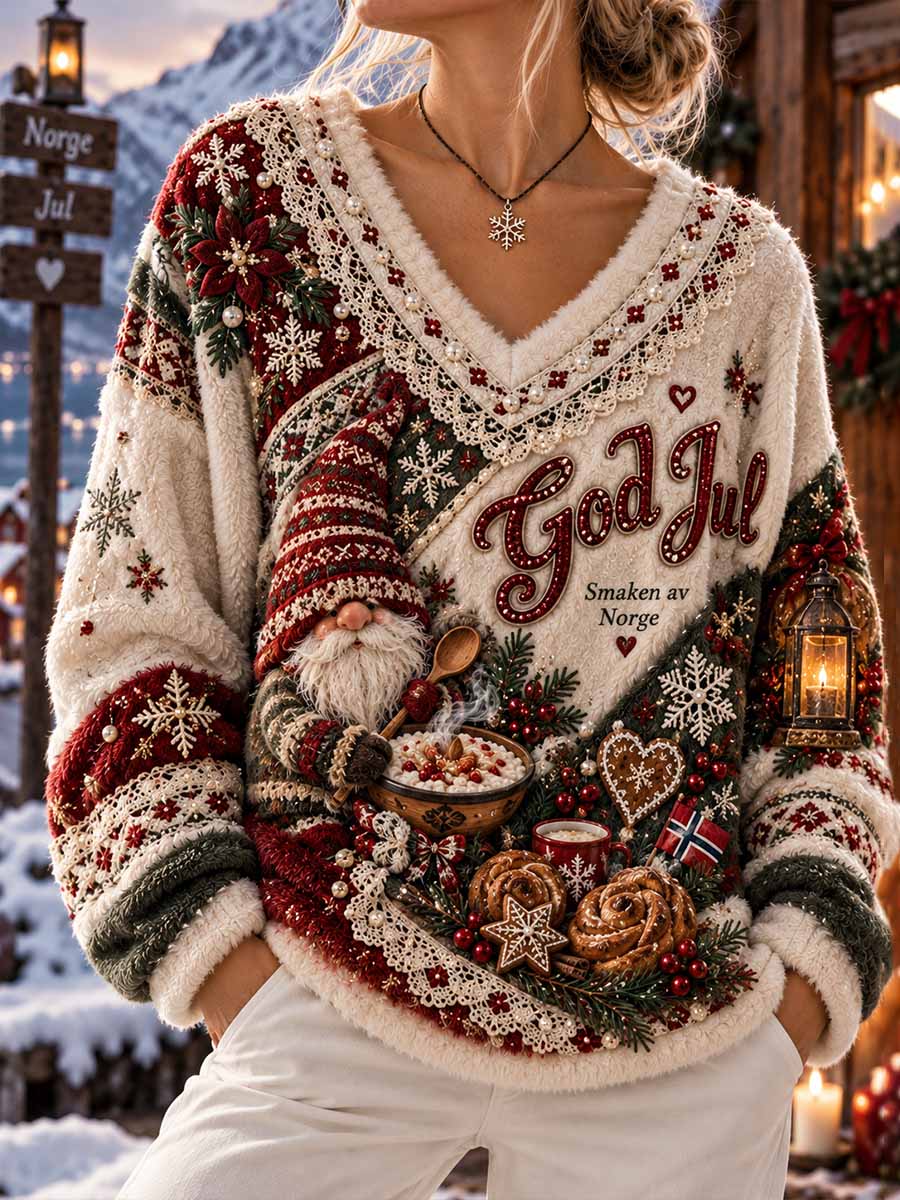 Kvinner, tradisjonell jul, trykk på sweatshirt