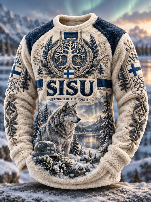 Miesten veteraani Sisu Kulttuuri Pyöreä kaula Flannel
