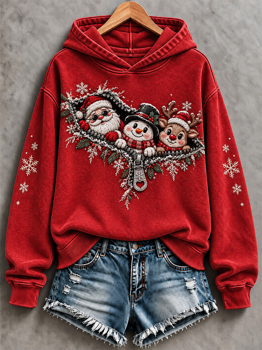 Kvinders jul Santa lynlås Print Sweatshirt