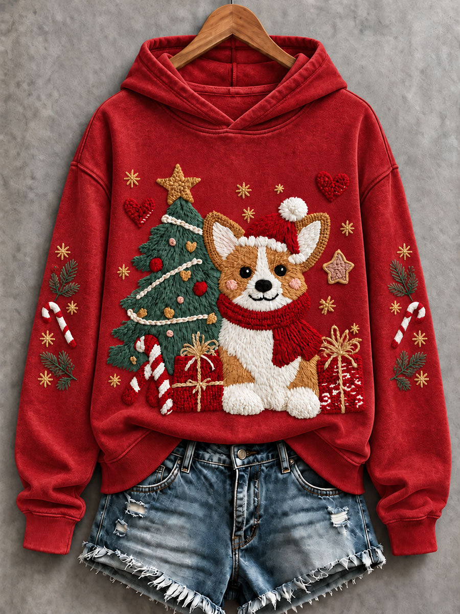 Kvinders julemorsomme hunde-kunst almindelig sweatshirt