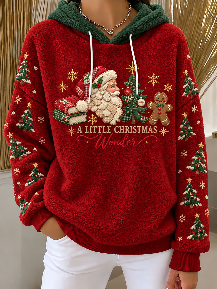 Kvinders "En lille jul vidunder" jul Print Flannel Hoodie Flannel