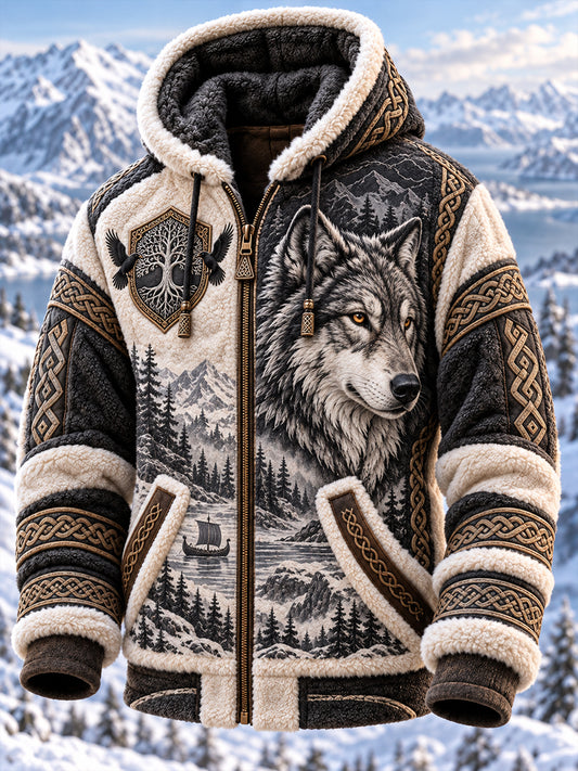 Mænds Viking kunst komposit fleece jakken