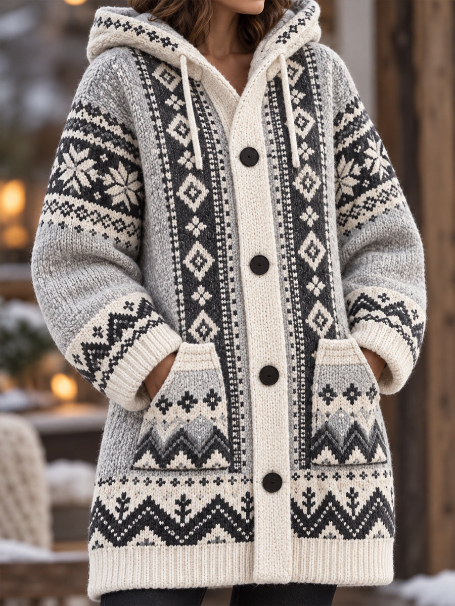 Kvinders nordisk stil kompositfleece lang frakke