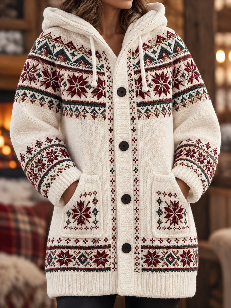 Kvinder Nordic-Stile sammensatte Fleece Lang Coat.