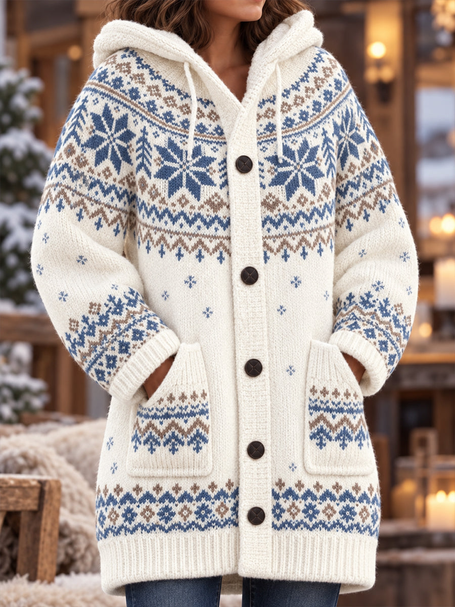Kvinders nordisk stil kompositfleece lang frakke