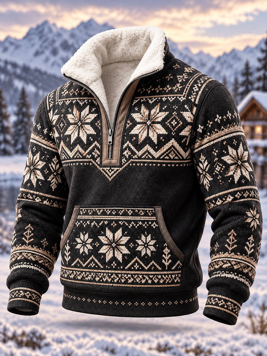 Mænds nordisk-stil fleece-Lined Half-Zip sweatshirt