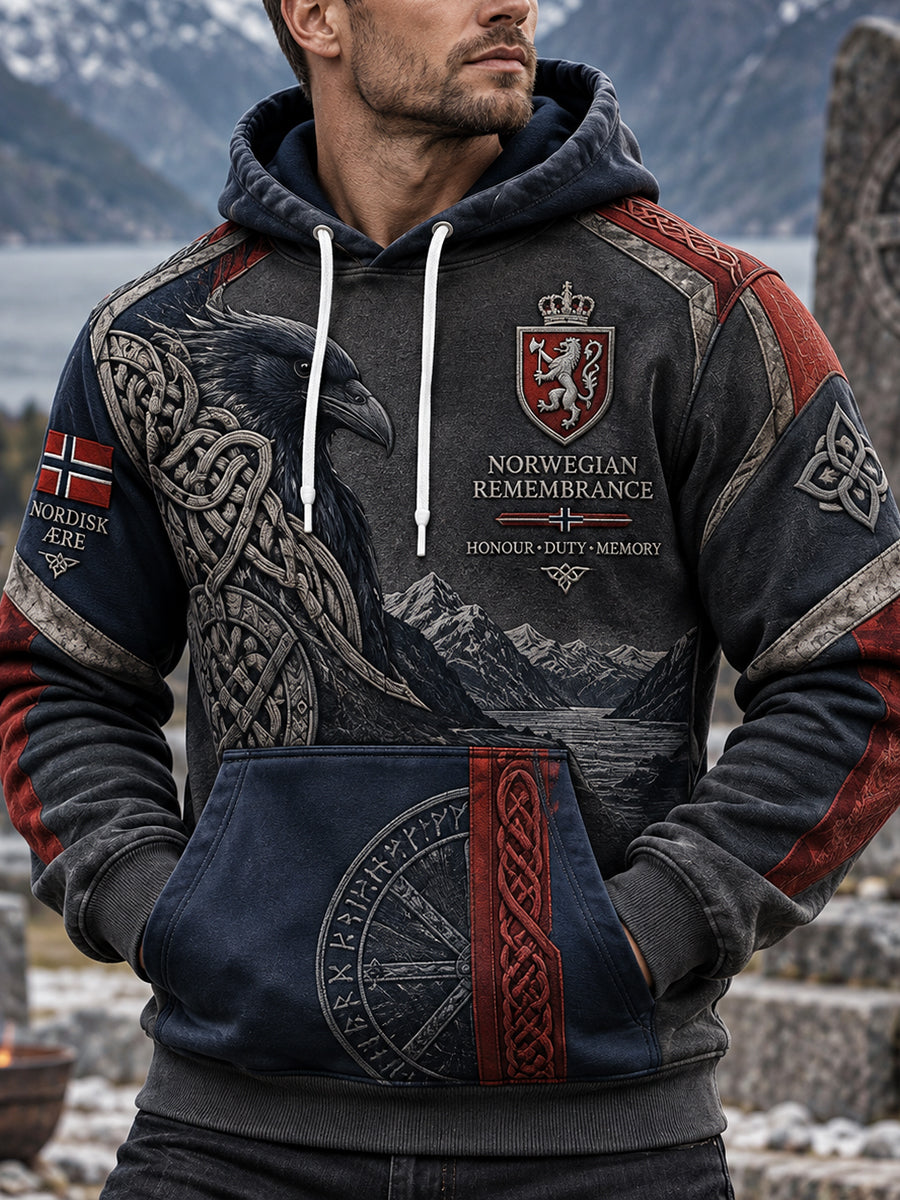 Sweatshirt for herrer med langærme med militær-insspirert grafikk
