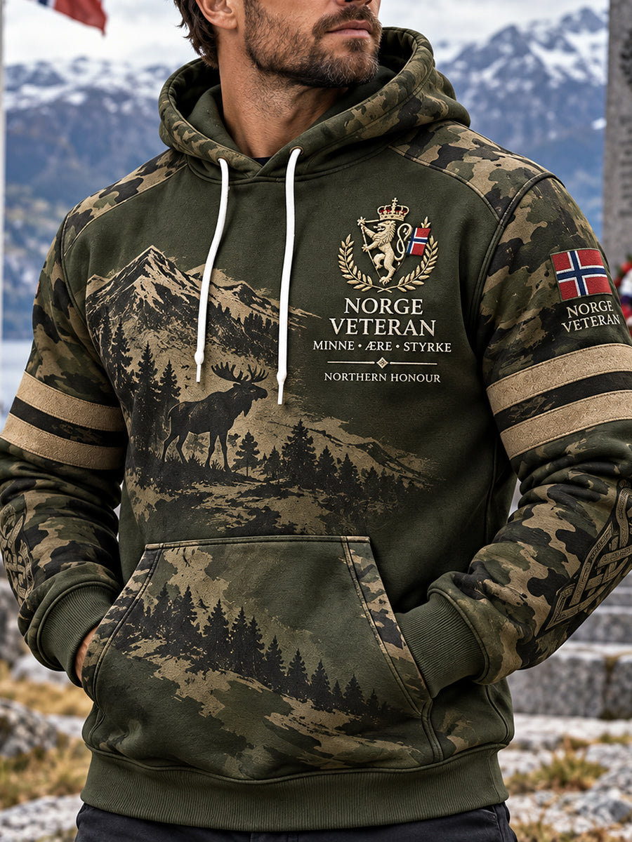 Herre-luegenser med lange ermer og militært inspirert grafisk trykk