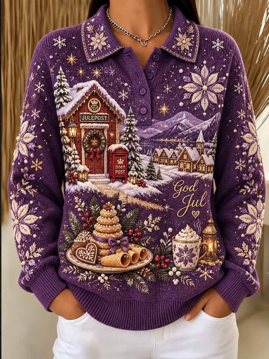 Kvinner i tradisjonell jul postkontor Skriv ut sweeshirt