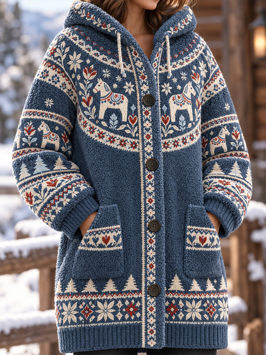 Kvinnors svenska Dala Hästkomposit Fleece Lång rocka