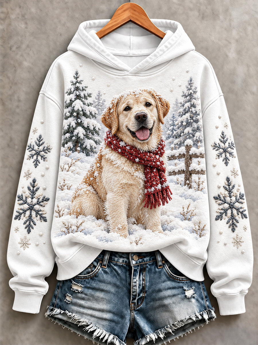 Kvinders søde hund i vinterprint sweatshirt