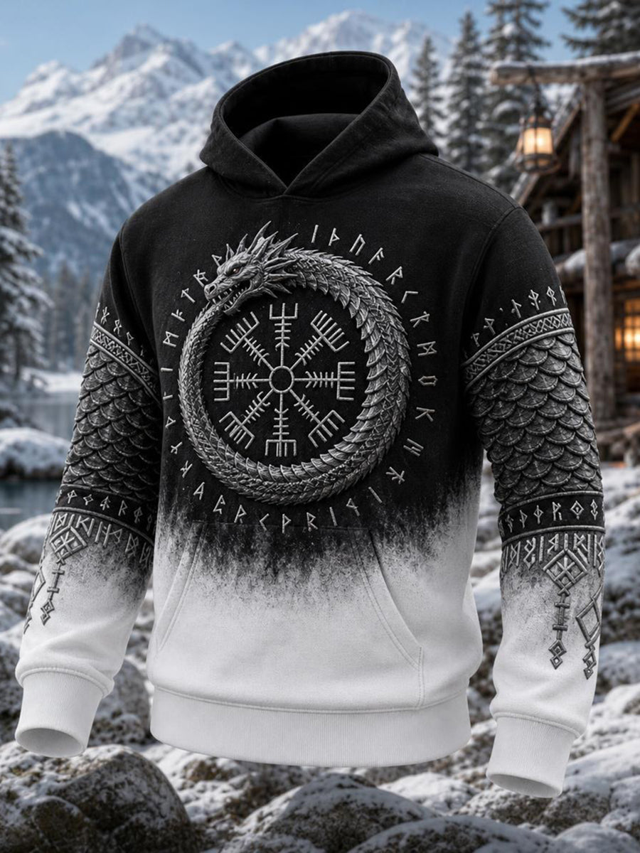 Mænds vintage vikingekeltisk knudeprint hyggehoodie