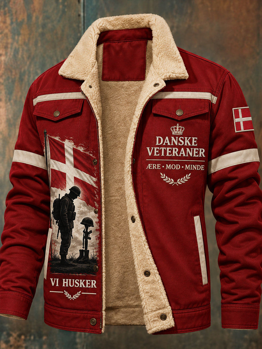 Mænds Fleece-forede jakke med Veteran Memorial Grafisk print