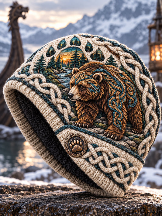 Vikingkunst Vintage efterårs- og vinterlue – varm og kold strikket hat