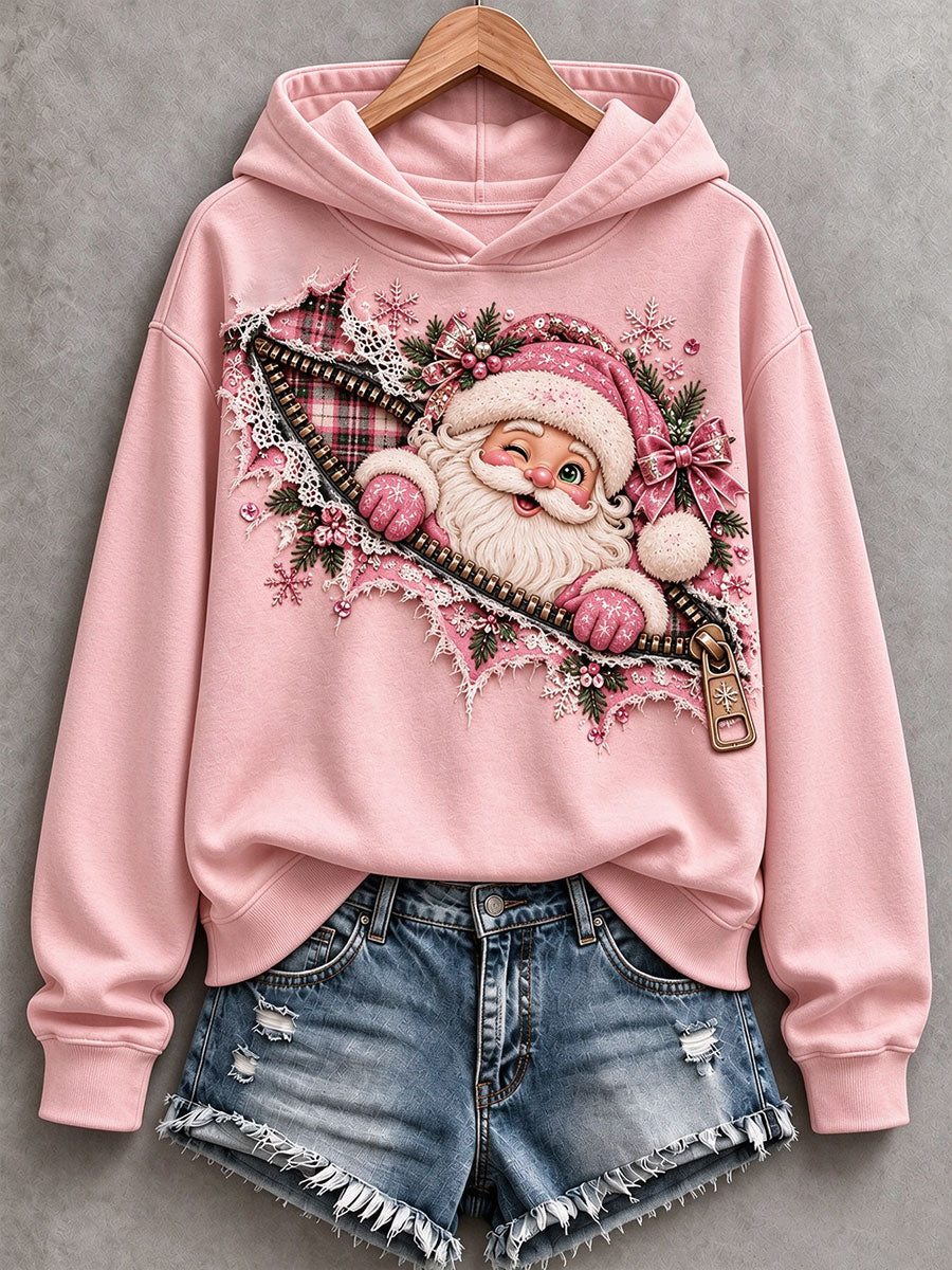 Kvinders sjove lyserød Santa Hoodies