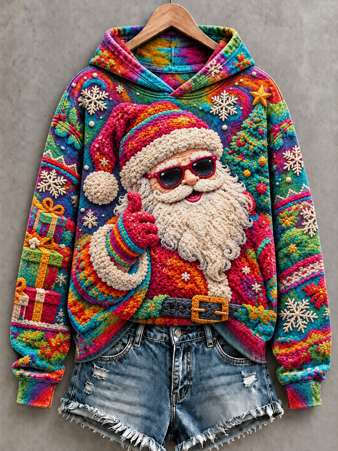 Kvinders jul Santa Printed Hoodies