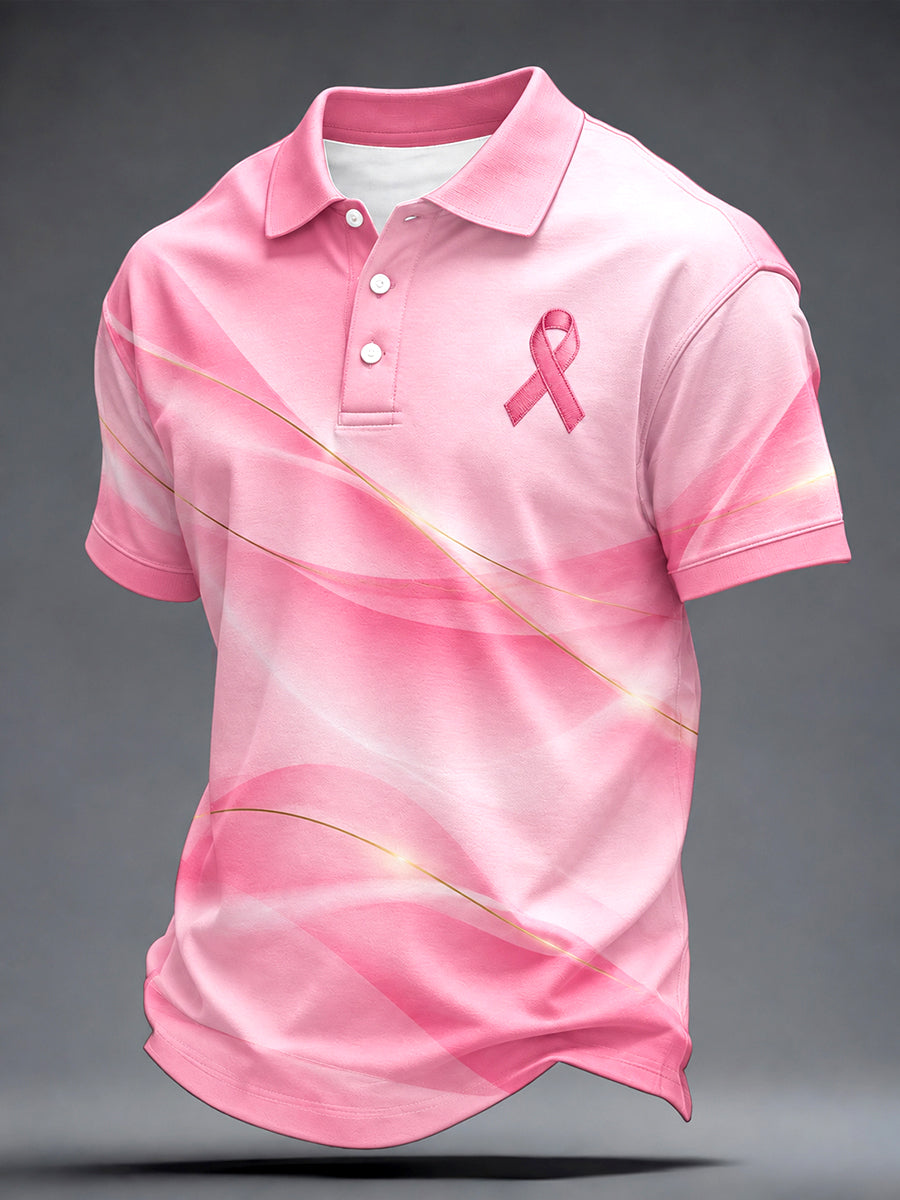 Mænds T-shirt med print: Ægte mænd bærer pink – Hjælp til brystkræftbevidsthed