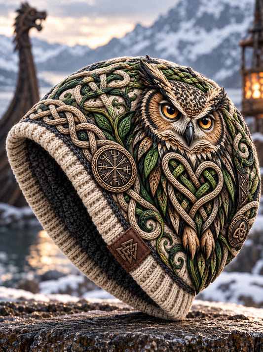 Vikingkunst Vintage efterårs- og vinterlue – varm og kold strikket hat