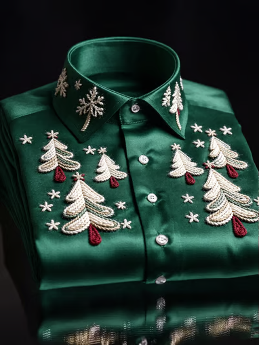 Mandelig juleskjorte med print