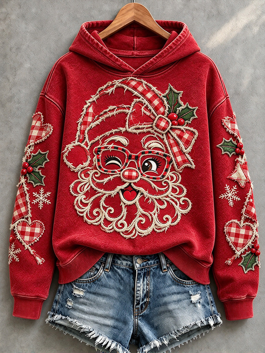 Kvinders Retro raggedy julen Santa Print hyggelig hættere